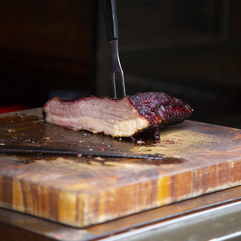Smoked meat on a cutting board